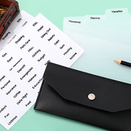 Frienda 11 Pieces Pu Leathercash Wallet Reusable Budget Envelope Cash Dividers For Wallets With Cash Envelope Tab Stickers For Bill Planner (Black Wallet) #TOP4