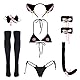 IDOPIP Damen Cosplay Dessous Set Japanische Anime Katze Kostüm Sexy Outfits für Cosplay Party, Halloween, Karneval Schwarz 02 one size