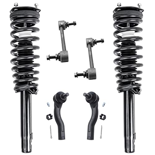 Image of Detroit Axle - 2.5L 6pc Front Struts Kit for Ford 10-12 Fusion, 10-11 Mercury Milan, 2 Struts & Coil Spring 2 Sway Bar Links 2 Outer Tie Rod Ends 2010 2011 2012 Replacement Suspension Struts Shocks