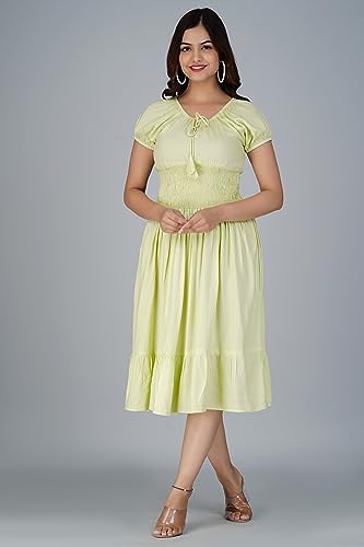 Image of Denarius Women's Rayon Short Sleeves Round Neck Solid A-Line Gown Dress