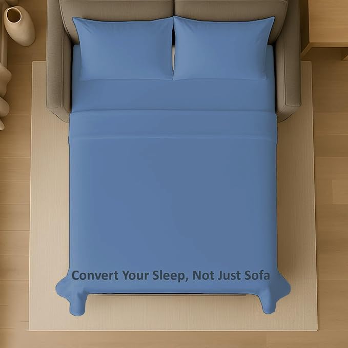 Miniatura 4 de GOKOCO Juego de sábanas de 4 piezas para sofá cama, 100% algodón, 800 hilos, se adapta a colchones de hasta 8 pulgadas de caída, tamaño matrimonial