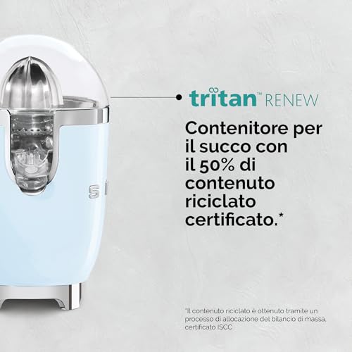 Smeg, Presse Agrumes Électrique CJF11BLEU, Mise en Marche Automatique à Pression, Bec Anti-goutte et Cône Universel, Base Antidérapante, Range Cordon Intégré, 70W, Noir