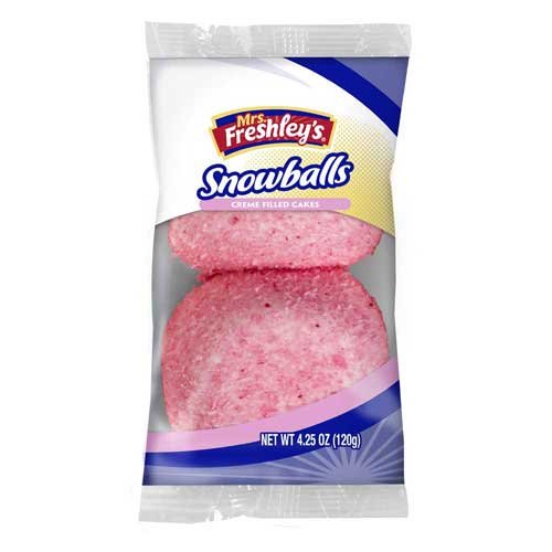 Mrs Freshleys Two Pink Snow Ball Cream Filled Cake, 4.25
