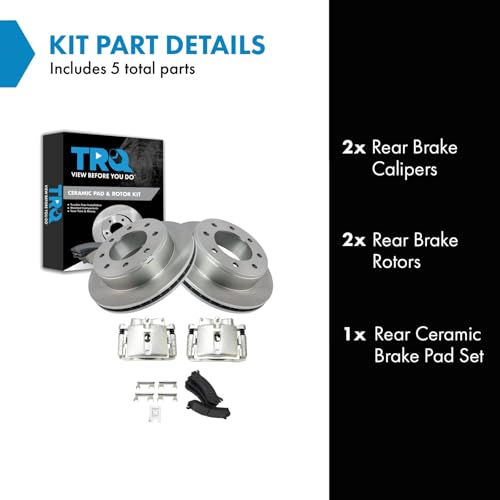 Image of TRQ Rear Brake Pad & Rotor Kit Compatible with 99-07 Chevrolet GMC 03-09 Hummer