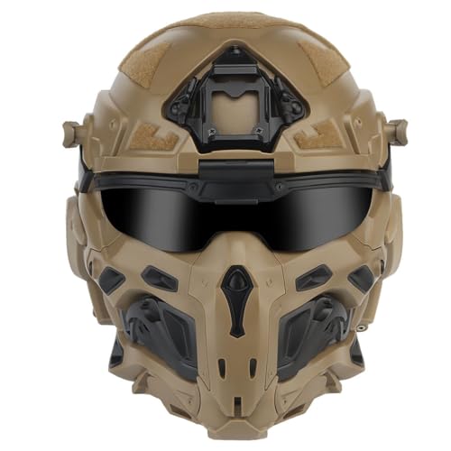 YounggDiy HL-98 Tactical Helmet with Built-in Communication Earphone, Anti-Fog Fan Replaceable Lenses,Tactical Gear