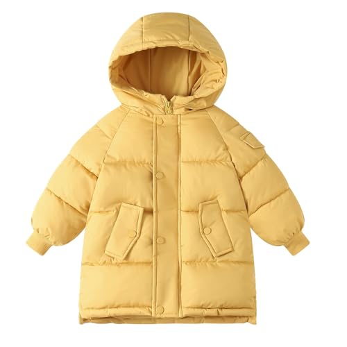 Kids Windbreaker Long Puffer Jacket Toddler Winter Warm Quilted Hooded Padded Down Coats Lightweight Full Zip Up Outwear
