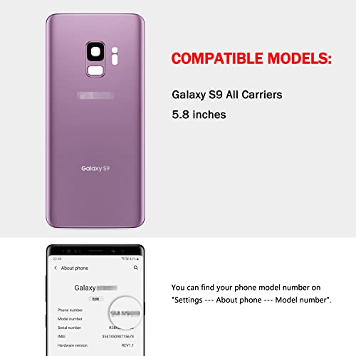 Uoofide G-A-S9-LILAC PURPLE Compatible For Samsung Galaxy S9 Back Glass Cover Replacement 5.8-Inches Sm-G960 All Carriers thumb #5