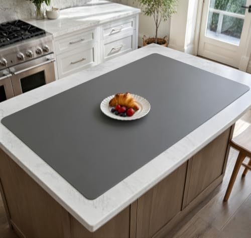 35.4"x23.6"(90cmx60cm) Large Silicone Kitchen Counter Mat, Heat Resistant Non-Slip Countertop Protector, Waterproof Multipurpose Mat for Kitchen Island, Dark Gray