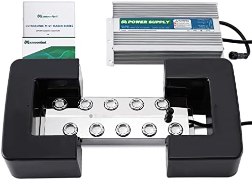 Mxmoonant Mist Maker 10 Head Ultrasonic Pond Fogger 7000ml/H Mist Humidifier with Float 400W Power Supply for Landscape Vegetable Preservation Scenic Magical Atmosphere