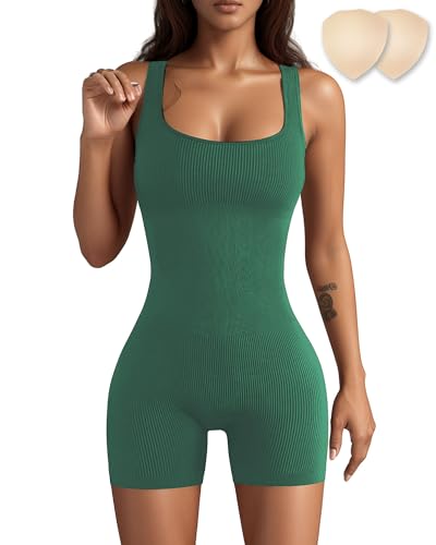 Merlvida Mono Deportivo Mujer Corto Jumpsuit sin Costuras Sexy Body Elástico Push Up Monos Una Sola Pieza Ajustados Ropa Deportiva Mujer para Gimnasio Yoga Fitness