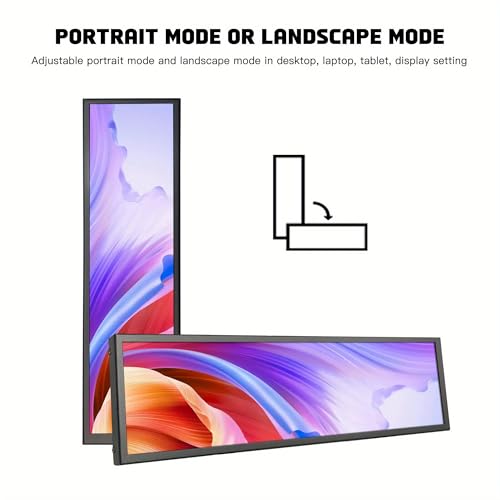 Image of 8.8-inch Touchscreen Bar Display, 1920x480, Metal Shell IPS Portable Touch Monitor with USB-C Port. Compatible with Raspberry Pi, Laptop Aida64 Monitoring, GPU /CPU Stats, and PC Case Mini Screen
