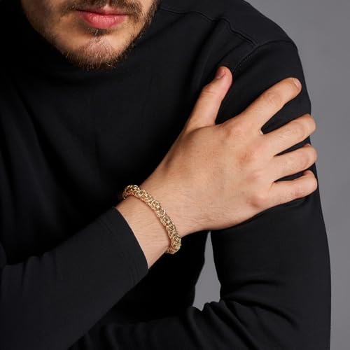 FEGER 14K Gold Byzantine Link Chain Bracelet for Women and Men Stackable Gold Bracelets Gift (6.5''-8.5'')3