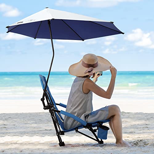 G4Free Beach Chair With Upf 50+ Adjustable Beach Umbrella, Universal Clamp Umbrella Folding Portable Backpack Camping Chair For Adults #TOP5