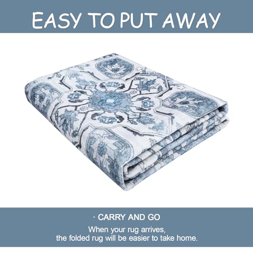 Mecko Boho Tribal Area Rug - 2X3 Distressed Small Entryway Rug Doormat Faux Wool Non-Slip Washable Low-Pile Floor Carpet For Indoor Front Entrance Kitchen Bathroom thumb #8