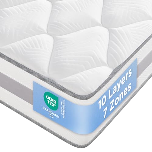 INMOKO Matelas160x200 cm, 10 Couches, Matelas à Ressorts ensachés, Hauteur