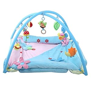 aby Speelkleed, Ingebouwde muziekdoos glad ontwerp Kruipmat voor baby’s, kleuters kinderen gezinnen Kerstmis Halloween Kinderspeelplaats voor thuis(Perianth blue)