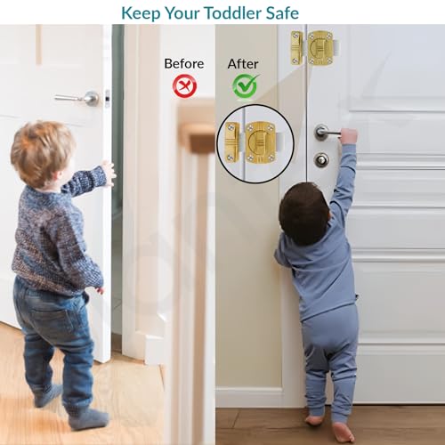 Image of Plantex Heavy Duty Baby Latch for Bathroom /Door Latch Lock for Toilet /Door Stopper for Bathroom /Baby Latch /Bathroom Accessories -Pack of 1 (PVD Gold)