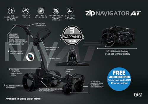 MGI Zip Navigator All Terrain Electric Golf Cart - 36 Hole Battery - Remote Control - (Drink, Umbrella, GPS-Phone) - Image 3