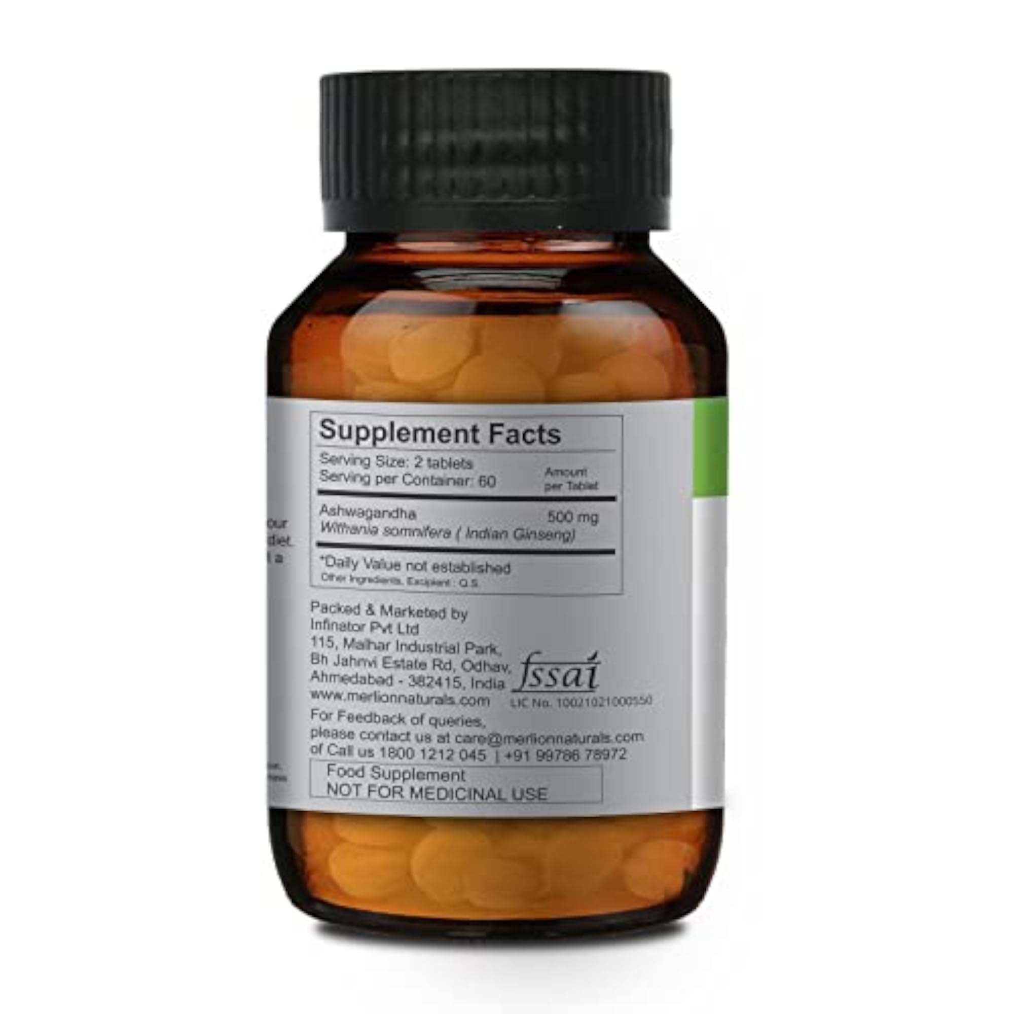 MERLION NATURALS Ashwagandha Tablets for Stress Relief