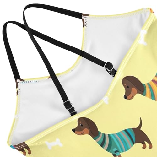 Cute Cartoon Dogs Girls' One-Piece Swimwear with Adjustable Shoulder Strap, Beach Swimwear, 3-104