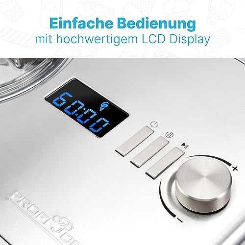 ProfiCook® Eismaschine & Jogurtbereiter in Einem | Eis in 20 min. | für bis zu 1500ml | Eismaschine mit Kompressor | für Eis & Frozen Joghurt | Inkl. Rezepte, Eisspachtel & Messbecher | PC ICM 1091 N – Bild 5