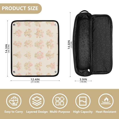 Bolsa de viaje para herramientas de cabello y tapete resistente al calor con cierre impermeable para planchas de pelo, rizadores y secador miniatura 4