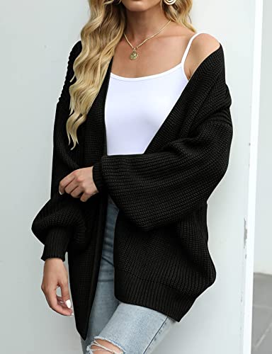 Cashmere Cocoon Cardigan, Women's V Neck Open Front Long Balloon Sleeve Sweater, Lightweight Loose Knit Pocket Coat3
