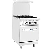 ATOSA US CookRite ATO-4B Liquid Propane Range 24" 4 Burner Hotplates With Standard Oven - 116000 BTU