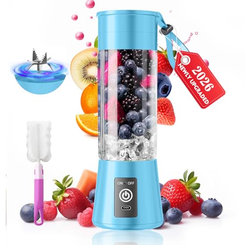 Image of Cordless Portable Blender for Smoothies & Shakes - Upgraded 13 Oz Mini Smoothies Blender with 6 Stainless Steel Blades, 20000Rpm /Min Speed, Convenient Squeezed Juice in Picnic /Sports
