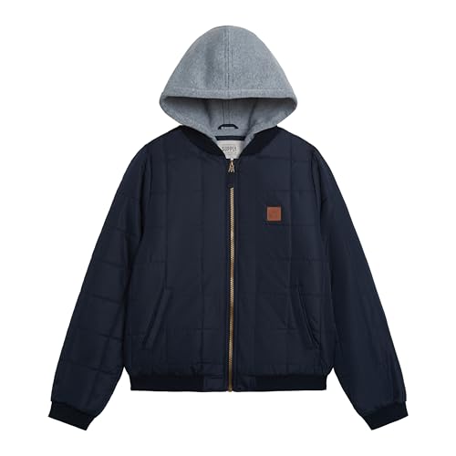 Image of LONDON FOG Boys' Midweight Quilted Bomber Jacket With Sweatshirt Hood