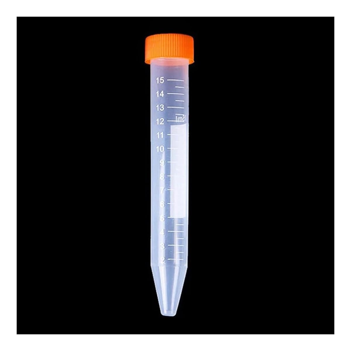 Vetreria da laboratorio Provette da centrifuga in plastica con fondo conico da 15 ml, con tappo a vite e contenitore graduato(Orange-15ml-100Pcs)