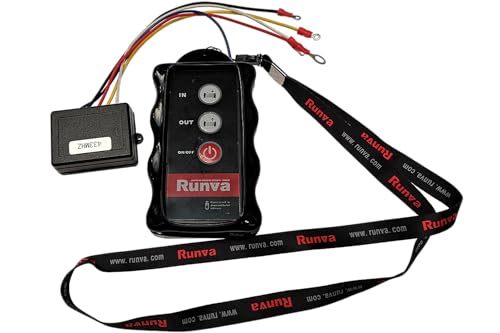 Runva Télécommande sans Fil Universelle pour treuil 12V/24V, portée 15 m, kit récepteur avec Pile 9V pour dépanneuse, remorque et Tout-Terrain WSE3+WSR4