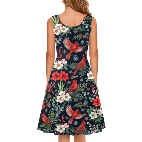 Image of TOADDITDO Women's Sleeveless O Neck Beach A-Line Party Coctail Tank Dresses Flared Sundress