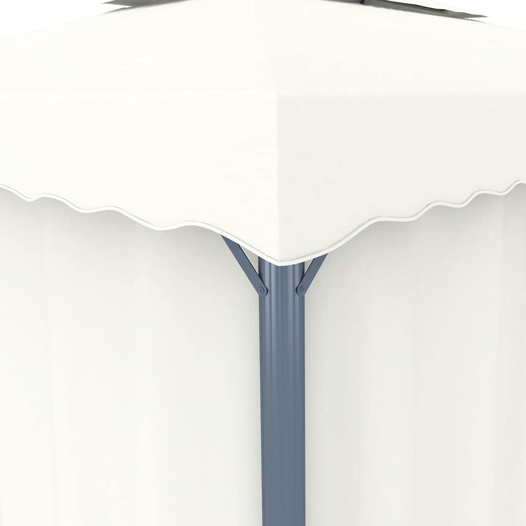 Pawilon z zasłoną, 4 x 3 m, kremowo-biały, aluminiowy namiot ogrodowy z odpornym na promieniowanie UV dachem poliestrowym i moskitierą, na taras, do ogrodu, na kemping, do użytku na zewnątrz