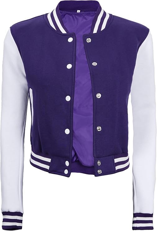 Decrum Cropped Varsity Jacket Women - Casual Highschool Bomber Style Womens Baseball Jackets - Image 2