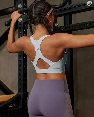 Image of RUNNING GIRL Sports Bras for Women High Support,Molded Cup Racerback Sports Bra with Sewn in Pads Workout Running Bra(WX3176Grey,L)