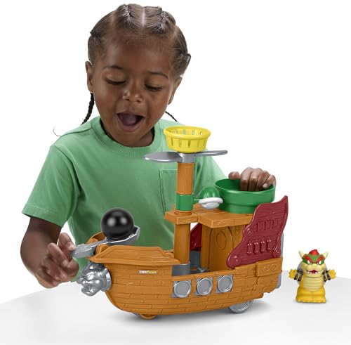 Image of Fisher-Price Little People Toddler Toy My Mario Bowser’s Airship Playset with Figure for Preschool Pretend Play Kids Ages 18+ Months