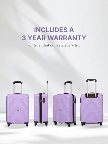 Image of ZOUK Zoya Hardcase Trolley Bag Set of 2 (Cabin 57cm & Medium 67cm) Lightweight PP Suitcase with Silent Spinner Wheels, Telescopic Handle & Combination Lock | Travelling Luggage for Men & Women, Lilac