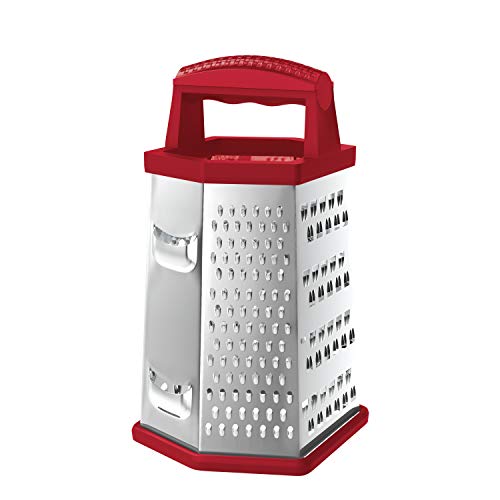Ralador inox com 6 Faces de 8'' Vermelho, PRP5340-Vm, Euro Home