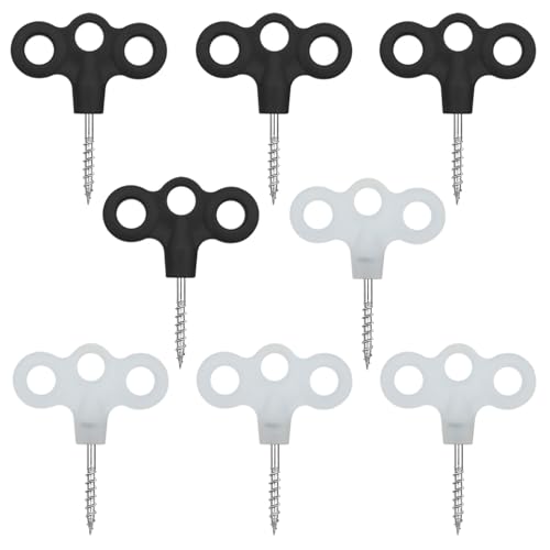 SquEqu 8 Pack Deck Pegs Tent Stakes Wood Screw Hooks Luminous Screw-in Eye Hook Tree Tent Pegs for Outdoor Camping Hiking Tarp Guyline Tent Rope Guy Guide Lines Deck Boards Backpacking Canopy