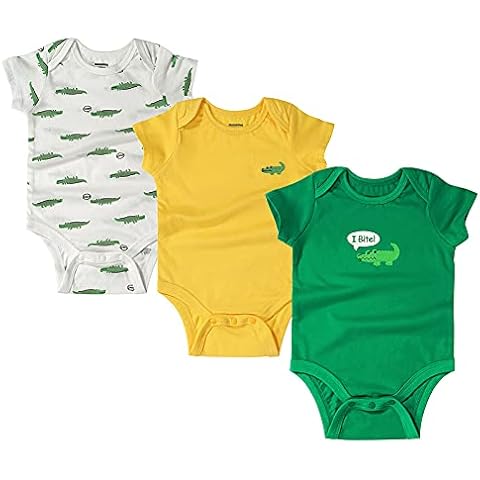 Baby Bodysuits Strampler 100% Baumwolle Baby Body Strampelanzug Einteiliger Kurzarm 1 Schlafoverall 3er Pack Natur Weich Unisex Jungen Mädchen 3-18 Months Cover