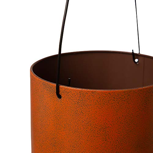 Glitzhome 2 Pack Halloween Jack O Lantern Bucket, 11.02" H Candle Holder Bucket Outdoor Standing Hanging Sign Metal Porch Decor #TOP7
