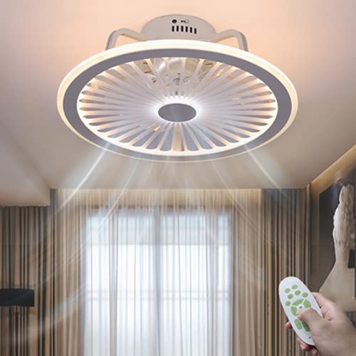 Ventilador de techo con luz para sala de estar con aspas ocultas seguras