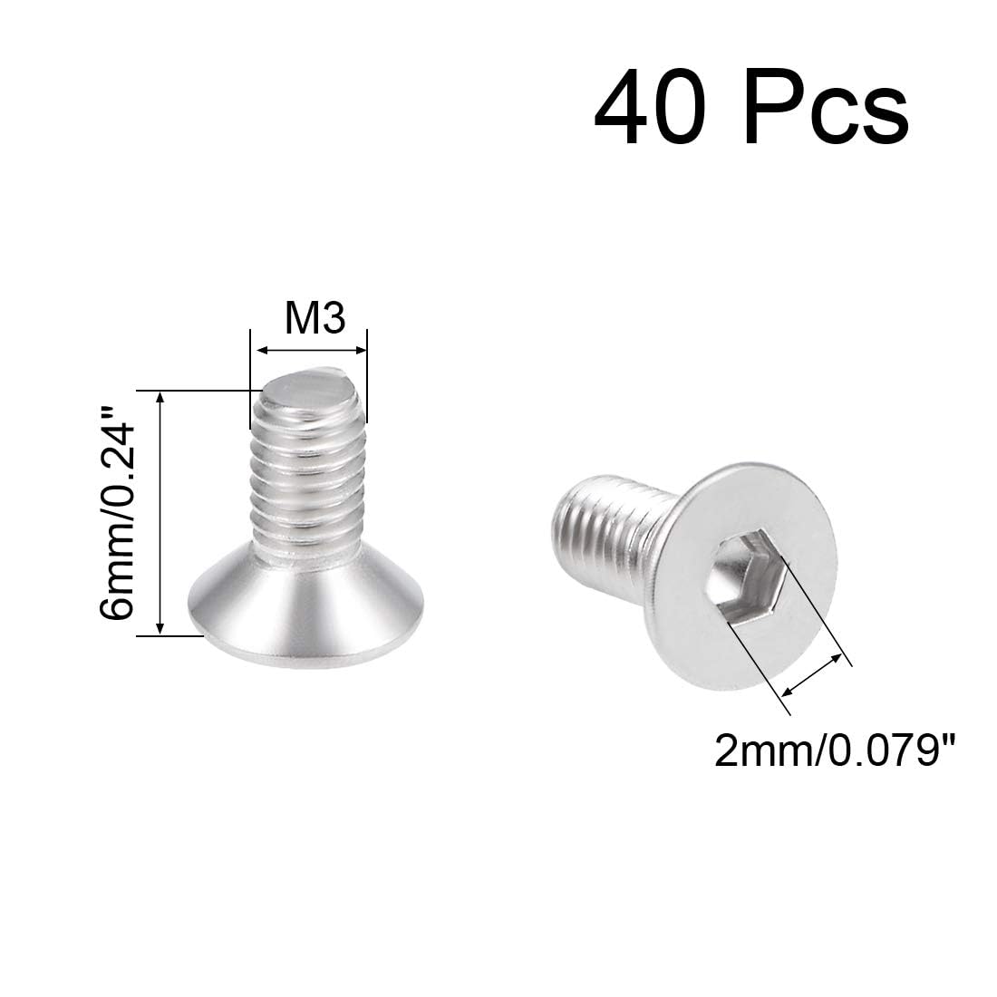 TA-VIGOR 40Pcs Hex Socket Countersunk Head Screw Bolts - Image 2