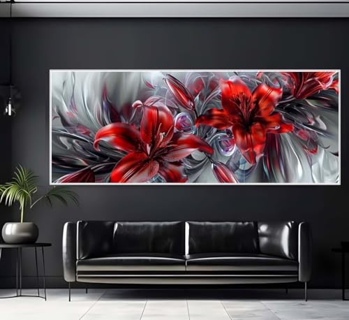 Diamond Painting Grand Format 120x60 cm | Mosaïque Rétro Fleur pour Décoration Salon