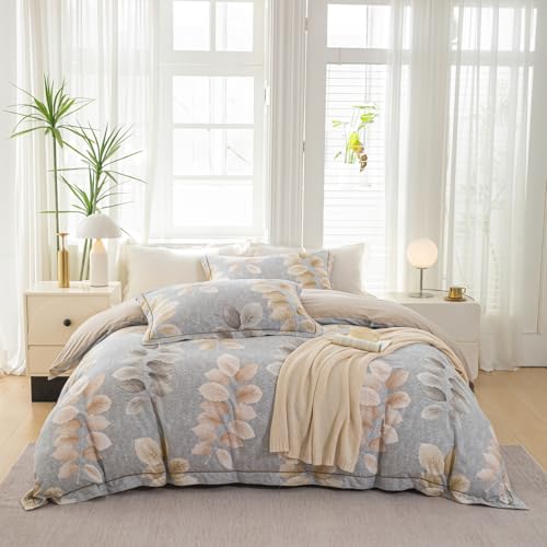 OAITE Duvet Cover Set Twin Size Floral Pattern 500 Thread Count Ultra Soft 100% Cotton Duvet Cover Sets 3-PC, Breathable Duvet Cover with Zipper Closure & Corner Ties