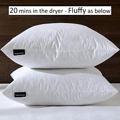 Basic Home 22X22 Decorative Throw Pillow Inserts-Down Feather Pillow Inserts-Square-Cotton Fabric-Set Of 2-White #TOP1