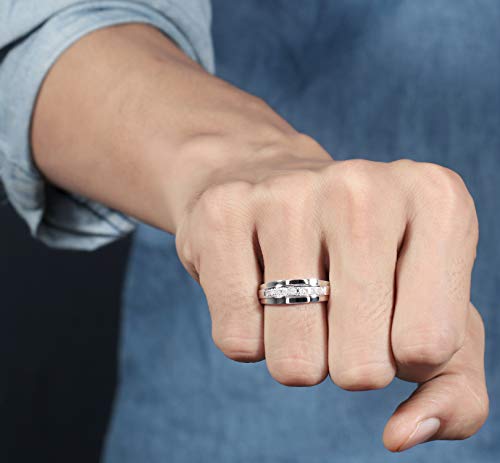 Dazzlingrock Collection 0.23 Carat (Ctw) Round Nine White Diamond Mens Groom Traditional Wedding Anniversary Band 1/4 Ct | 925 Sterling Silver, Size 8.5 #TOP3