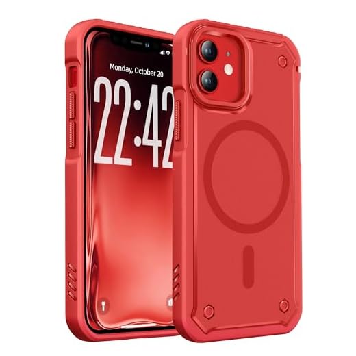 ORETECH 3-in-1 Magnetic for iPhone 12 Case Compatible with Magsafe, Red | Military Grade 25FT Drop Tested Rugged Case, 3-in-1 Full Body Heavy Duty Cover with Front Frame 6.1''