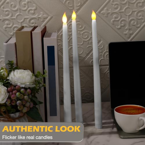 Image of Tuanse 108 Pack Flameless Flicker Taper Candles Bulk with Remote and Timer, Battery Operated LED Warm White Taper Candles Light for Home Wedding Decoration Gifts (White,12 Inch)